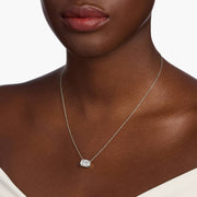 Emerald Cut Moissanite Solitaire Pendant in white gold